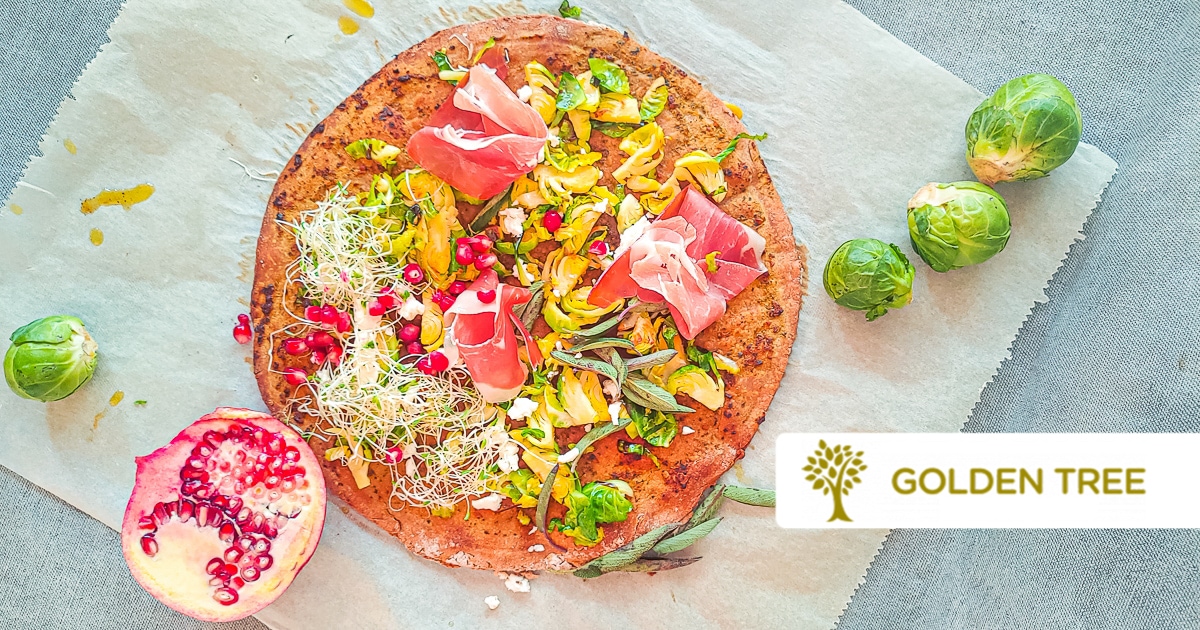 Pizza di farina di segale con salvia e melagrana